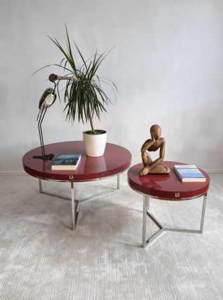 Magnifique rare duo de tables basses, collection ‘’SATELLITE