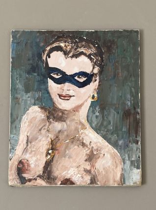 Tableau. 1950. Portrait de femme. 55x46. Nu.