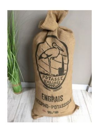 Ancien sac de chanvre "Potasse d'Alsace" impression noire