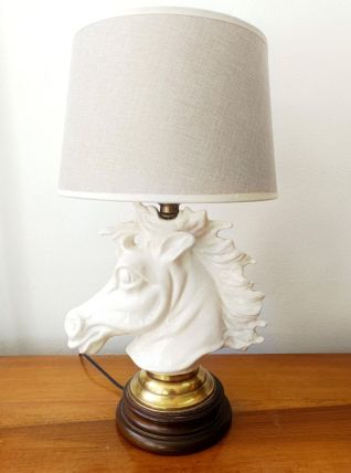 Lampe cheval en céramique craquelée art déco 