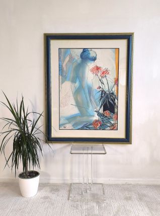 lithographie originale signée numérotée ‘’Nu Aux Dahlias’’ 