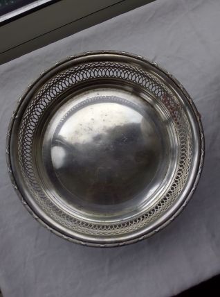 Corbeille en métal argenté ajouree