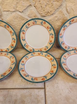 Lot de 6 assiettes plates vintage "Gallery"