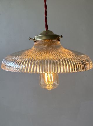 SUSPENSION ANCIENNE EN VERRE PRISMATIQUE VINTAGE