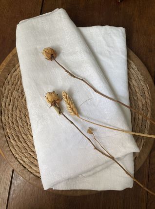Nappe en coton blanc damassé annees 50.