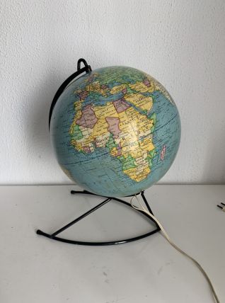 Globe vintage 1960 terrestre mappemonde Girard Barrère verre