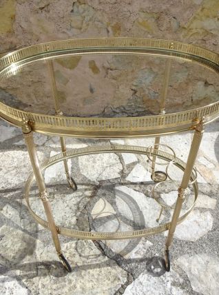 Desserte roulante en verre et laiton doré, Maison Baguès, an