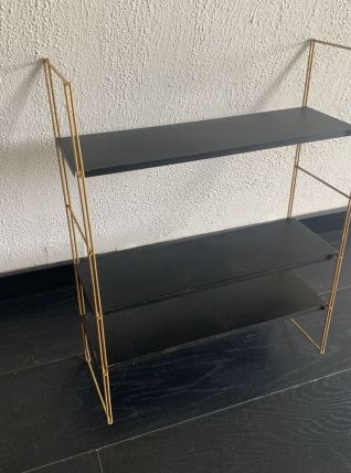 Etagère vintage 1960 String murale noir doré - 60 x 48 cm
