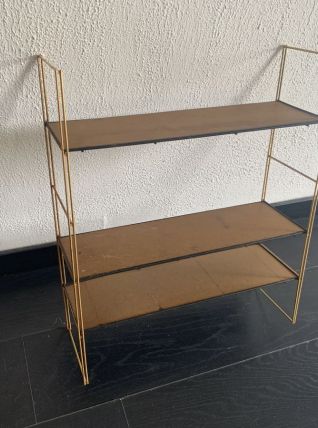 Etagère vintage 1960 String murale bois doré - 60 x 50 cm