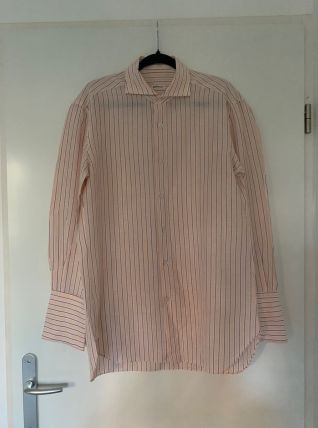 Chemise Kiton rose saumon à rayures rétro