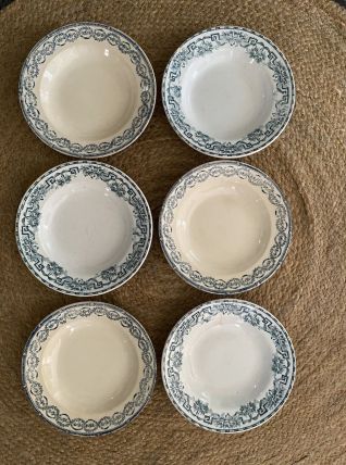 6 assiettes creuses terre de fer Salins et Moulin des Loups.