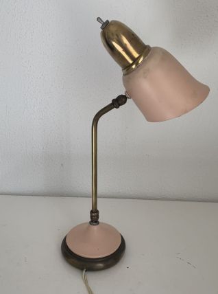 Lampe vintage 1950 style cocotte rose dorée bureau - 43 cm