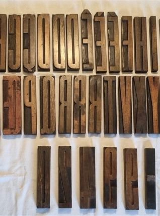 Lettres d’imprimerie en bois (vendues à l’unité)