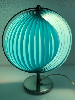 Lampe vintage 1980 Kare Moon bleue design - 37 cm