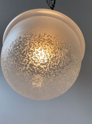 ANCIENNE LAMPE SUSPENSION DEMI-SPHERE XL ART-DECO VINTAGE