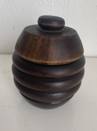 Pot à tabac vintage 1930 tabatière bois sculpté pipe - 15 x 