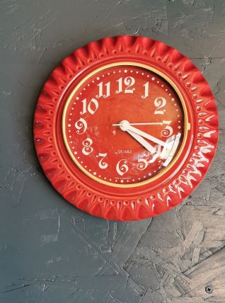 Horloge céramique vintage pendule murale silencieuse ronde 