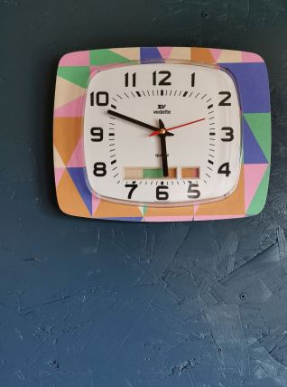Horloge vintage pendule murale silencieuse années 70 Vedette