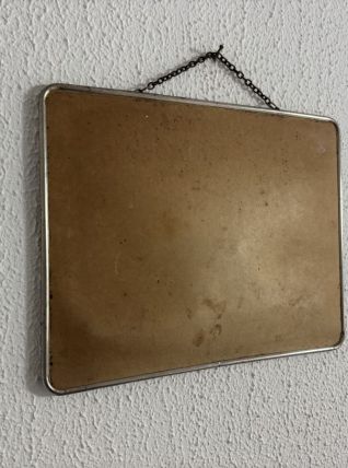 Miroir vintage 1960 barbier coiffeur carton chainette - 29 x