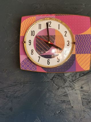Horloge vintage pendule murale silencieuse "Violet orange"