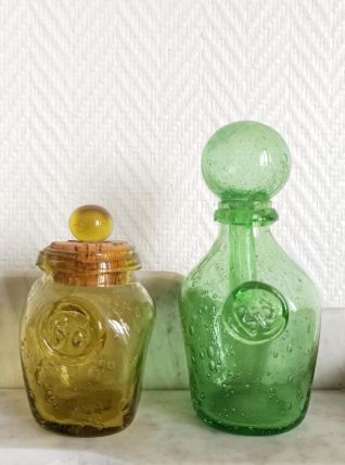 Deux pots en verre bullé Biot 