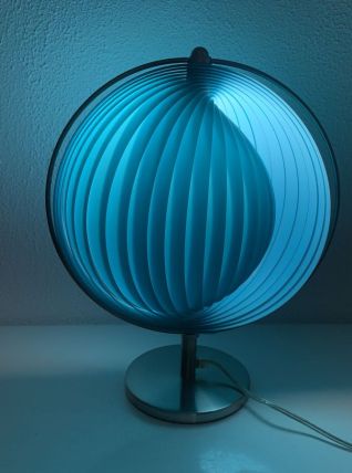 Lampe vintage 1980 Kare Moon bleue design - 37 cm