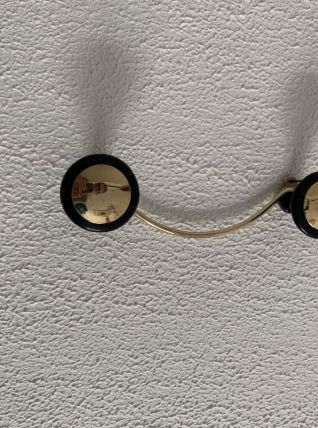 Portemanteau vintage 1960 doré or noir 2 patères état neuf -