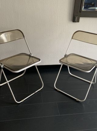 Paire de chaises vintage 1960 Plia par Giancarlo Piretti pou