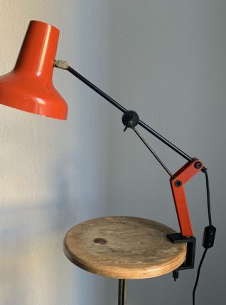 Lampe vintage 1970 bureau architecte RDA (DDR - GDR) rouge -