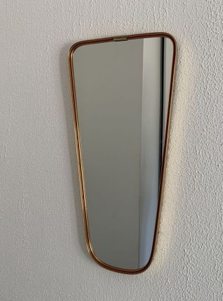 Miroir vintage 1960 rétroviseur asymétrique forme libre doré