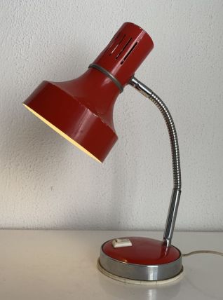 Lampe vintage 1960 bureau Veneta Lumi Italie rouge - 35 cm