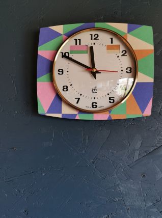 Horloge formica vintage pendule murale silencieuse "Japy"