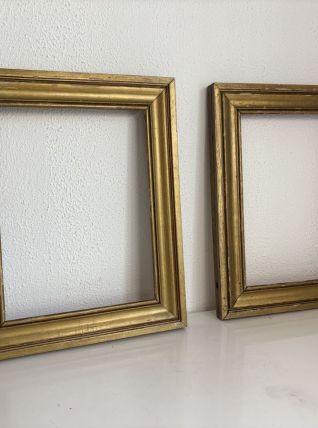 Paire de cadres bois dorés anciens pour tableau ou estampe -