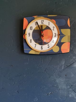 Horloge vintage pendule murale silencieuse Bleu orange vert