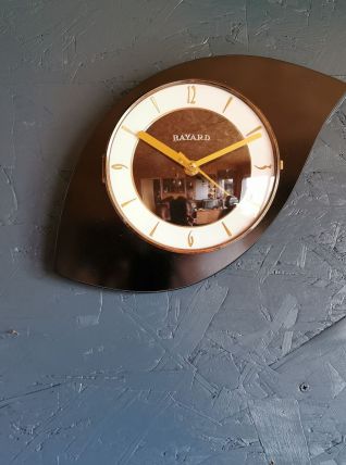 Horloge formica vintage pendule murale silencieuse Bayard