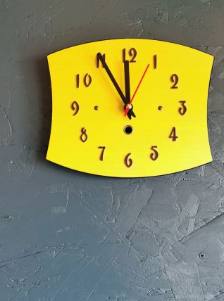 Horloge formica vintage pendule murale silencieuse "Jaune"