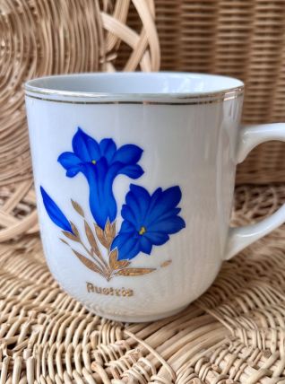 Mug grande tasse fleur bleue 