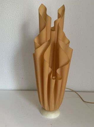 Lampe  vintage 1970 Athéna Georgia Jacob drapée saumonée - 5