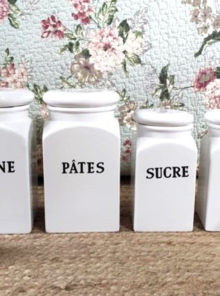 Lot de 6 pots de conservation alimentaire en faïence 