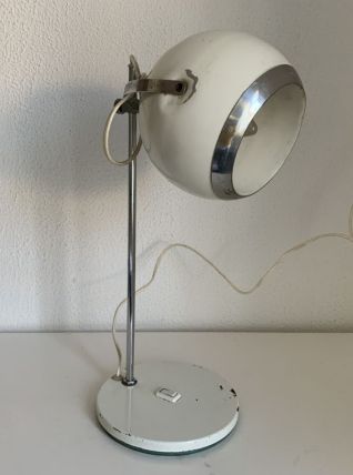 Grande lampe vintage 1960 eyeball blanche mid-century bureau