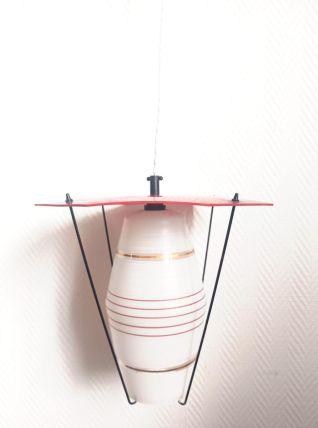 Suspension vintage verre et Plexiglas 1960 