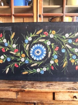 Tenture murale brodée à la main KALOCSAI (Hongrie) Années 60