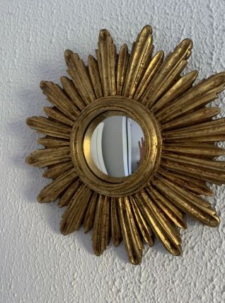 Miroir vintage 1960 soleil oeil de sorcière or - 27 cm
