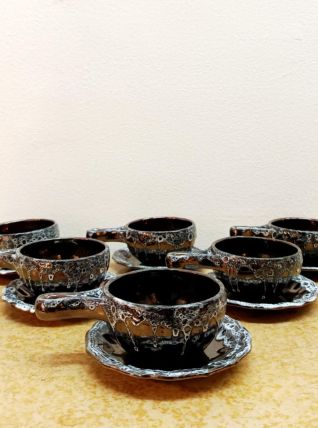 Six tasses à café vintage Sars Poteries 1960