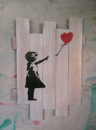 Peinture sur bois de palette street art - style Banksy -