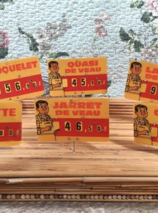 6 étiquettes de boucherie (vintage)