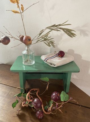 Grand repose-pieds vintage en bois vert menthe.