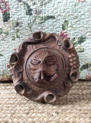 Grolle savoyarde en bois sculpté 6 becs (Art populaire)