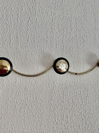 Portemanteau vintage 1960 doré 3 patères - 45 x 7 cm