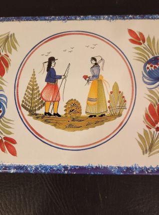 Boîte à gâteaux rétro – motif folklorique, métal peint